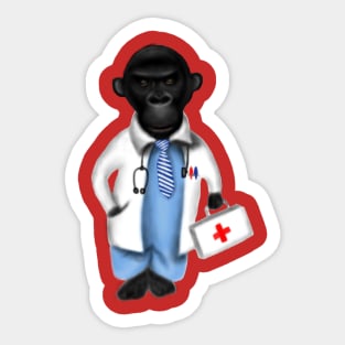 Funny Monkey Doctor Sticker